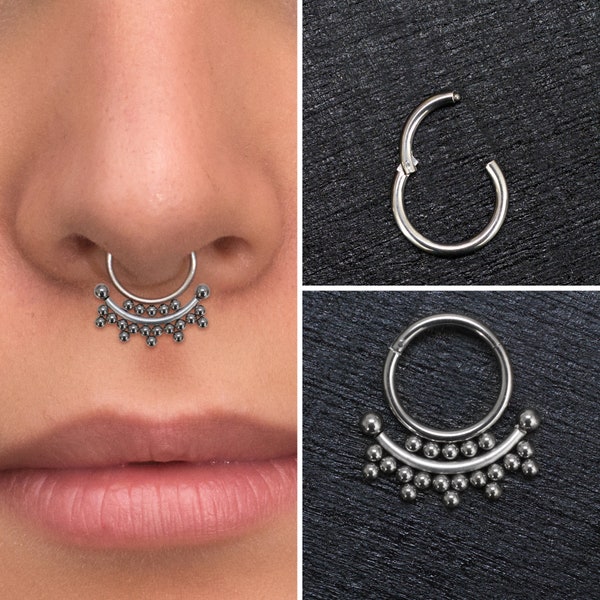 Titanium Septum Ring Clicker Earring, Daith Earring Implant Grade, Septum Jewelry, Septum Clicker Hoop, Daith Piercing, Daith Ring