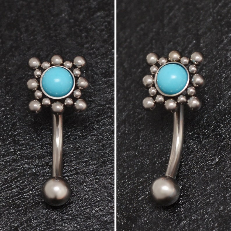Turquoise Rook Earring Titanium Eyebrow Jewelry Curved Etsy