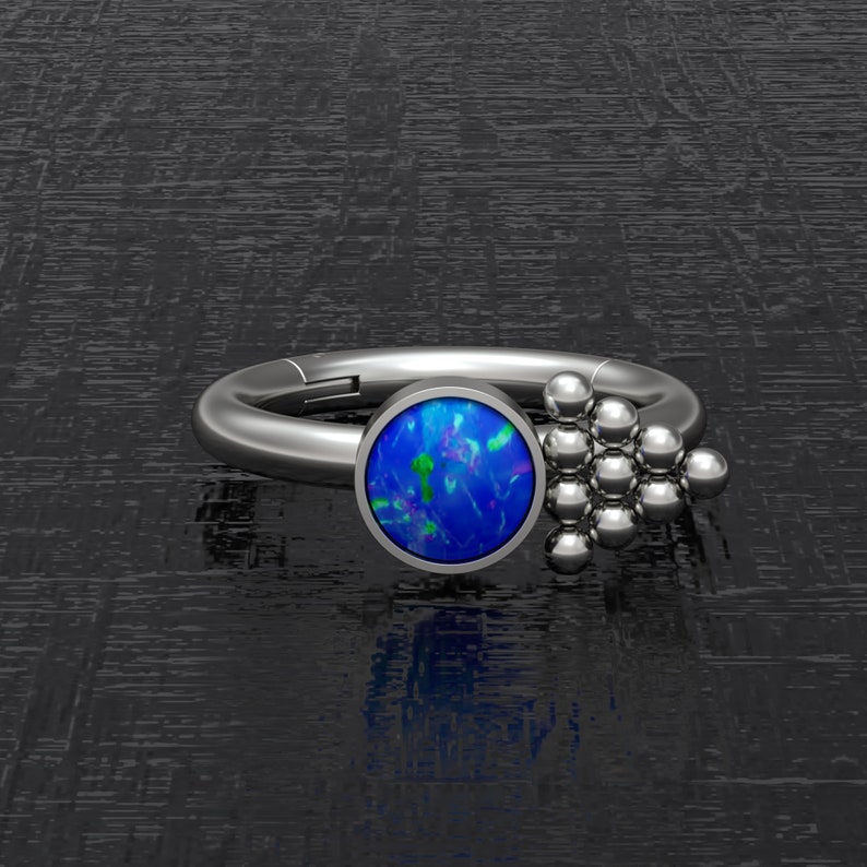 Rook Clicker Cartilage Hoop Earring Opal Tragus Hoop 18g 16g Clicker Hoop Titanium Conch Piercing Forward Helix Ring Tragus Ring