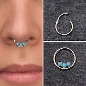 Titan Septum Ring Clicker Ohrring, Türkis Daith Ohrring Implantatqualität, Septum Schmuck, Septum Clicker Hoop, Daith Piercing, Daith Ring
