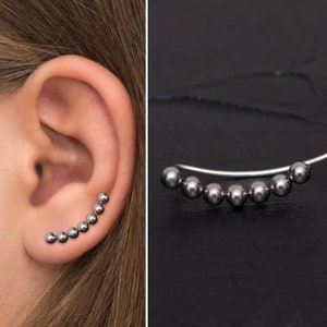 Climbing Ear Cuff Earrings Surgical Steel, Ear Climber Earrings, Ear Vine, Ear Crawler Earring, Ear Sweep, Curved Earring, Ear Pin