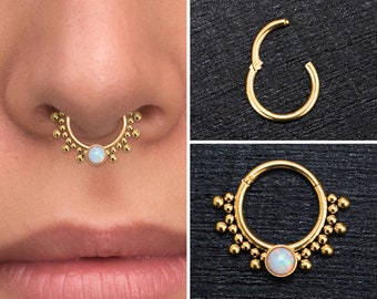 GBJUK Opal Braided Surgical Steel Segment Ring – 16g Bendable Hoop For Daith, Septum, Cartilage