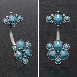 Piercing para el ombligo de titanio, joyería para el ombligo con circonita cúbica, anillo para el ombligo, joyería para el ombligo, joyería con piercing curvo, joyería para piercing corporal de 16 g y 14 g