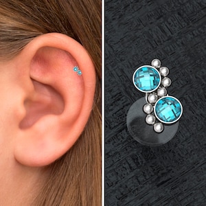 Bioflex Forward Helix Earring Stud, CZ Conch Earring, Tragus Stud, Cartilage Piercing, Tragus Piercing, Labret Stud Earring