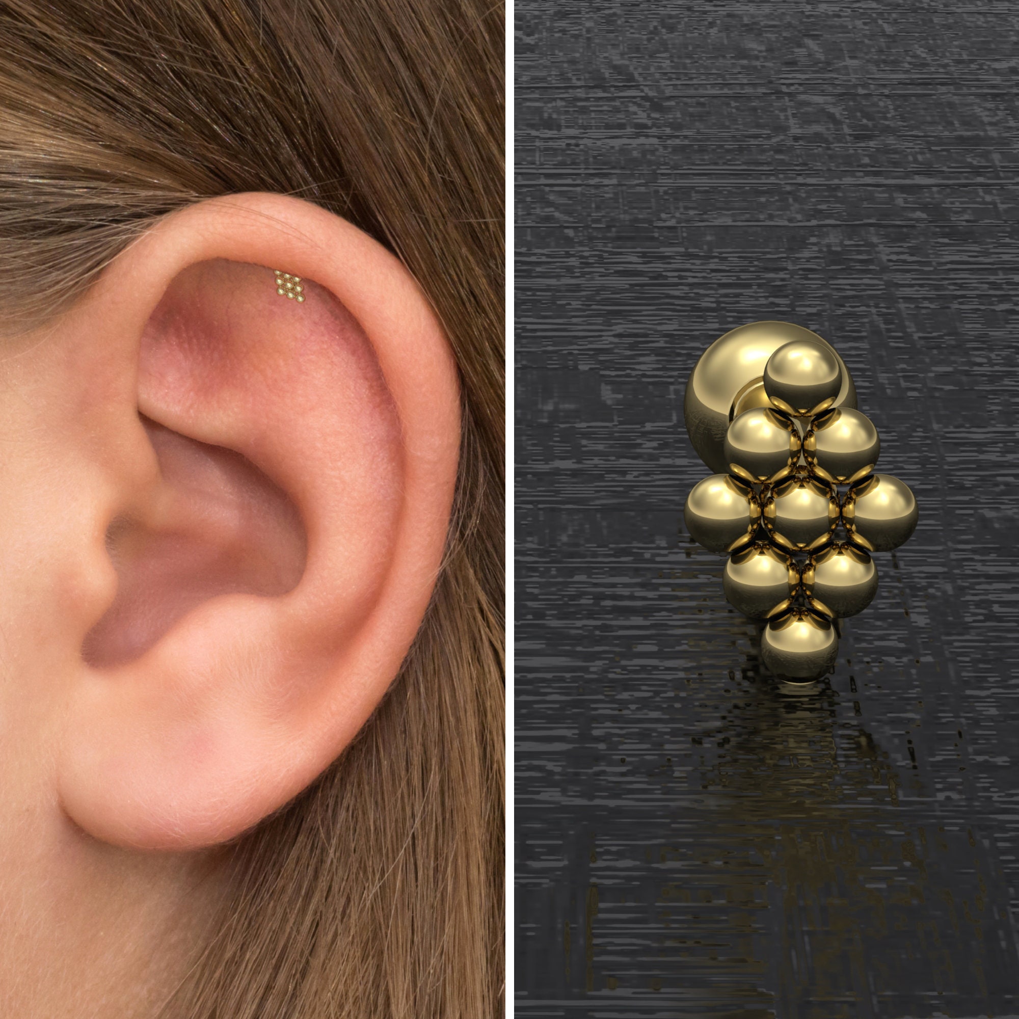 Orecchino Cartilagine Di Piuma Da 20g, Orecchino A Elica In Oro - Foto 3