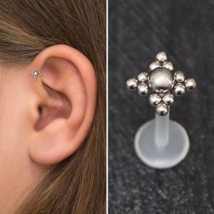 Forward Helix Earring Bioflex, Tragus Stud, Cartilage Stud, Conch Earring, Tragus Ring, Labret Stud Earring, Conch Ring