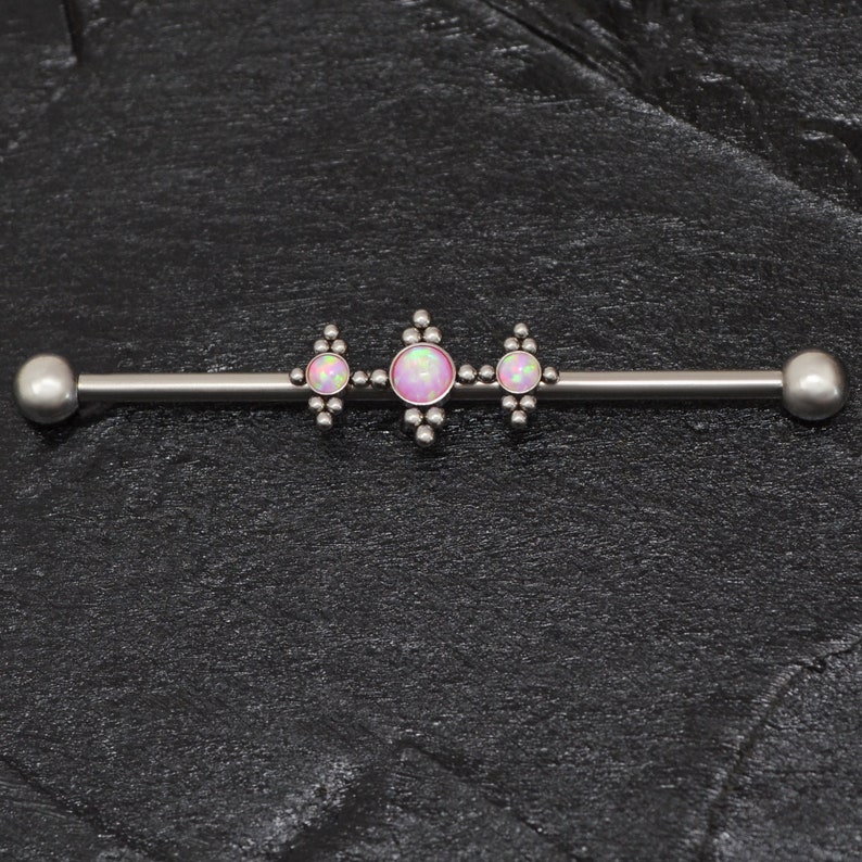 Opal Industrial Jewelry Titanium Industrial Barbell Etsy