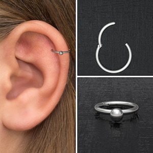 Cartilage Piercing Implant Grade Titanium, Rook Jewelry, Tragus Earring, Conch Hoop, Forward Helix Hoop, Cartilage Clicker Earring