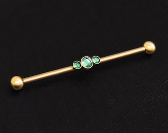 Surgical Steel Industrial Barbell 14g, Straight Barbell Piercing, CZ Industrial Piercing Jewelry, Scaffold Earring, Industrial Bar