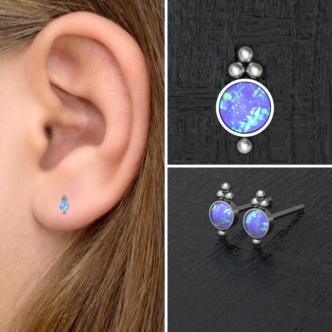 Tiny Earring Studs Titanium Implant Grade, Simple Stud Earrings Opal ...