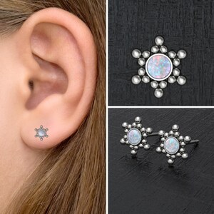 Tiny Stud Earrings Implant Grade Titanium, Opal Post Earrings Minimalist, Everyday Earring Studs, Push Back Earrings, Shape Earrings