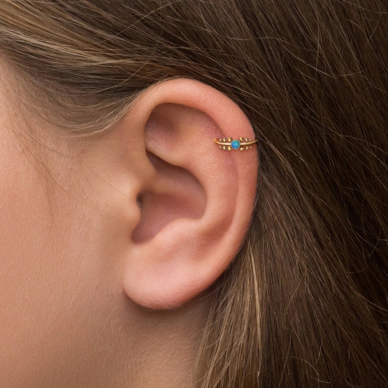 Opal Rook Earring Surgical Steel Tragus Earring Clicker Etsy