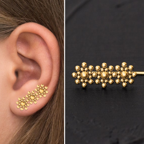 Up the Ear Earrings Surgical Steel Ear Climber Earrings Vine Earrings Ear Pin Ear Sweep Climbing Earring Curved Stud Earring Etsy