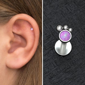 Titanio perforante de cartílago de ópalo, grado de implante de pendiente de tragus, perforación de caracola, perno labret, joyería tragus, perno de hélice, anillo labret