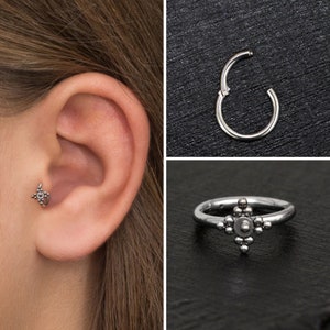 Cartilage Earring Hoop Surgical Steel, Forward Helix Earring, Rook Piercing, Conch Jewelry, Tragus Piercing, Conch Clicker Ring