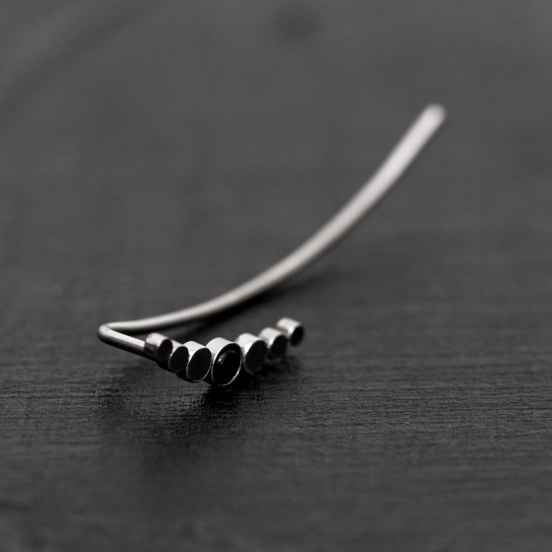 Ear Sweep Onyx Climbing Ear Cuff Earrings Surgical Steel Ear Vine Ear Pin Ear Crawler Earring Ear Climber Earrings Curved Earring