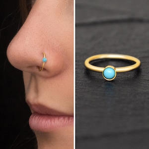 Surgical Steel Nose Hoop Turquoise, Nose Jewelry, Nose Piercing, Nose Earring, Nostril Piercing, Nose Ring Hoop, Nostril Ring 22g 20g 18g