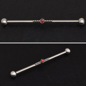 Surgical Steel Industrial Barbell 14g, Opal Industrial Piercing Jewelry, Scaffold Barbell, Straight Barbell Piercing, Industrial Bar