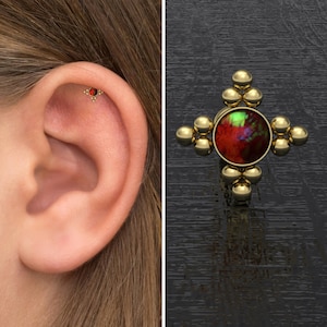 Chirurgenstahl Conch Barbell Opal, Tragus Ohrring, gebogene Helix Ohrring, Tragus Barbell Piercing, Knorpel Stab, geschmiedet