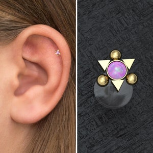 Tragus Piercing Bioflex, Conch Earring, Cartilage Piercing, Opal Tragus Stud, Forward Helix Stud, Conch Ring, Labret Jewelry
