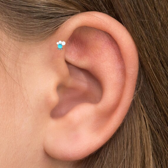 Turquoise Tragus Stud Bioflex Tragus Ring Forward Helix Piercing