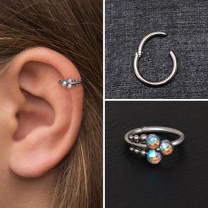 CZ Tragus Hoop Surgical Steel, Conch Hoop, Clicker Hoop, Cartilage Hoop Earring, Tragus Ring, Forward Helix Jewelry, Rook Earring