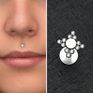 Surgical Steel Medusa Lip Piercing, Lip Jewelry, Monroe Lip Stud 16g, Philtrum Piercing Jewelry, Labret Jewelry, Flat Back Stud