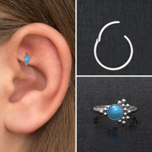 Acier chirurgical, boucle d'oreille tragus, anneau à cliquet, cliquet à hélice avant, piercing au tragus, conque, anneau de cartilage