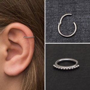 Rook Earring Surgical Steel, Tragus Earring, Clicker Hoop, Forward Helix Clicker, Tragus Piercing, Conch Ring, Cartilage Ring