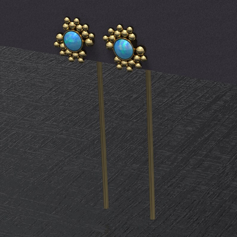 Threader Earrings Opal Drop Earrings Everyday Earrings Double Sided Earrings Stem Earrings Drop Dangle Earrings Surgical Steel