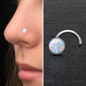 Opal näsbensörhänge i kirurgiskt stål, näsring, näsörhänge, nässkruv, näsborreörhänge, näspiercing 22g 20g 18g 16g, näsborrering