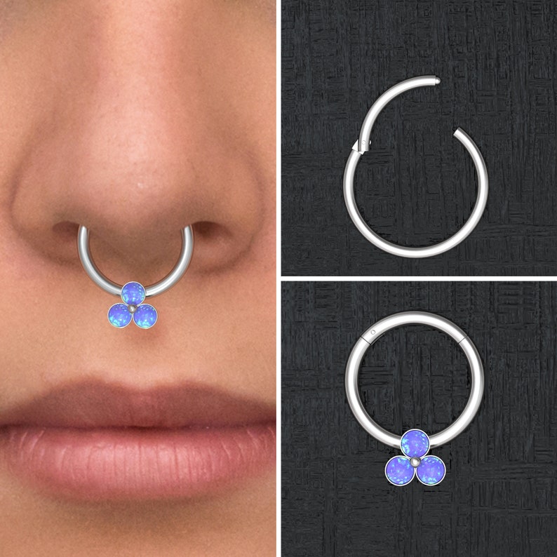 Septum Hoop Septum Clicker Hoop Daith Hoop Septum Jewelry Daith Jewelry Opal Septum Ring Surgical Steel Daith Clicker Earring