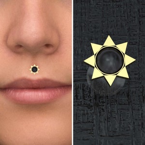 Lip Ring Onyx, Bioflex Lip Jewelry, Medusa Jewelry, Lip Stud, Monroe Stud, Philtrum Labret Piercing, Labret Stud, Lip Labret