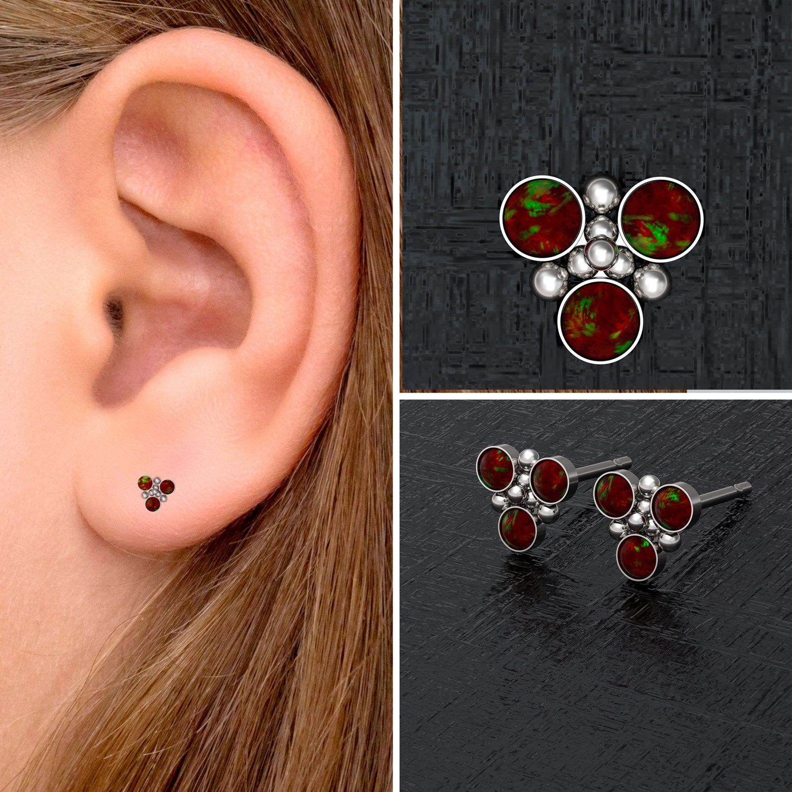 Small Stud Earrings Surgical Steel Simple Post Earrings Opal Etsy UK