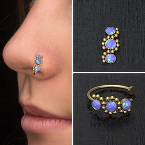 Fake Nose Ring Surgical Steel, Nose Cuff Opal, Ear Cuff, Fake Nose Piercing, Clip On Nose Ring, Cartilage Cuff, Tragus Cuff