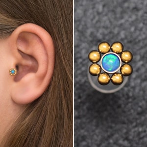 Opal Cartilage Piercing Bioflex, Tragus Earring, Conch Piercing, Labret Stud, Tragus Jewelry, Forward Helix Stud, Labret Ring