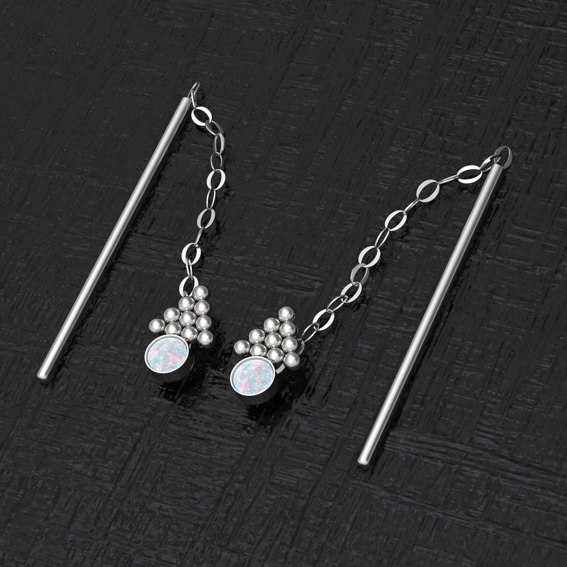 Dangle Chain Earrings Surgical Steel Ear Threader Earrings Etsy UK