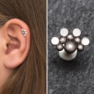 Flat Back Cartilage Earring Stud Surgical Steel, Tragus Ring, Forward Helix Piercing, Tragus Earring, Conch Labret Jewelry