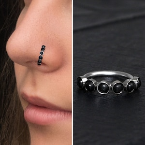 Onyx Nose Jewelry Titanium, Nostril Jewelry, Implant Grade Nose Ring Hoop 22g 20g 18g, Nose Earring, Nose Hoop, Nose Piercing