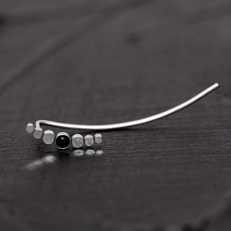 Ear Sweep Onyx Climbing Ear Cuff Earrings Surgical Steel Ear Vine Ear Pin Ear Crawler Earring Ear Climber Earrings Curved Earring