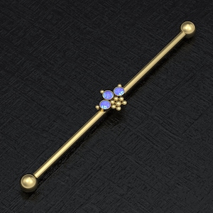 Opal Industrial Piercing Jewelry Surgical Steel, Industrial Barbell 14g, Straight Barbell Jewelry, Scaffold Barbell, Industrial Bar