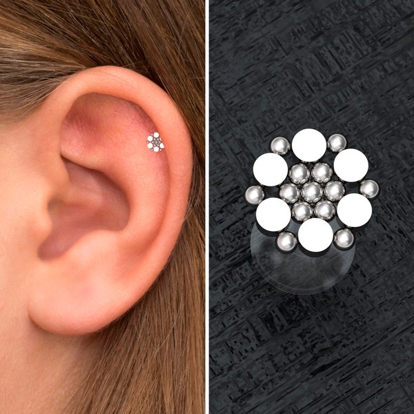 Flat Back Cartilage Earring Stud Bioflex, Tragus Ring, Forward Helix Piercing, Tragus Earring, Conch Labret Jewelry