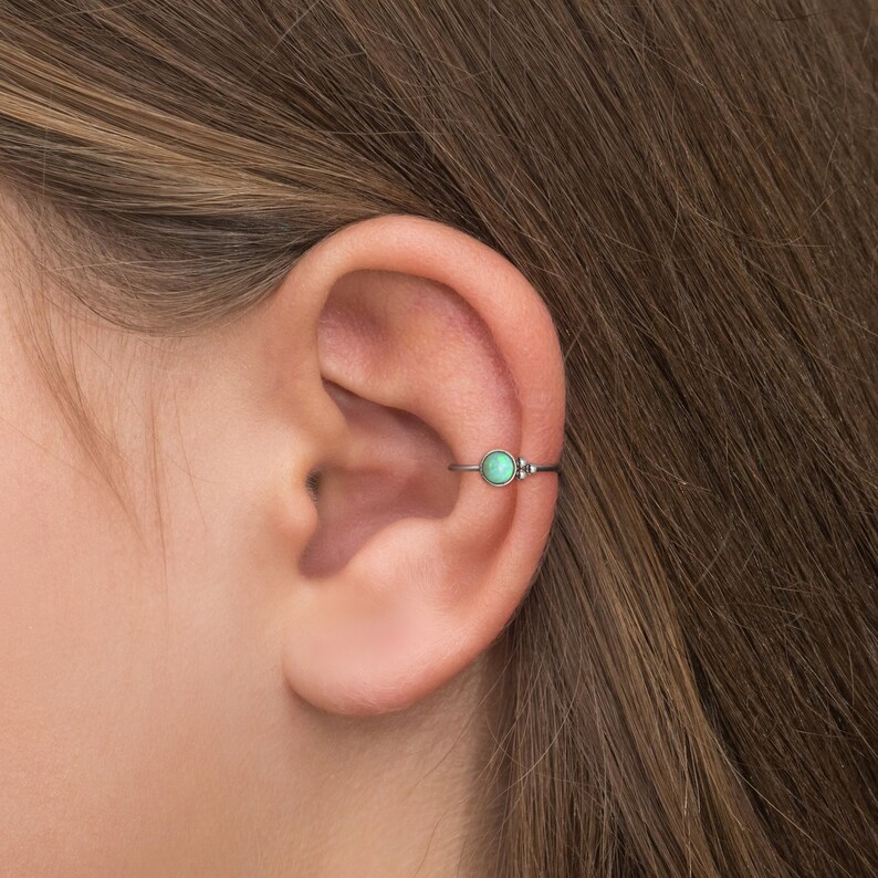 Surgical Steel Tragus Earring Hoop Opal Cartilage Piercing Etsy
