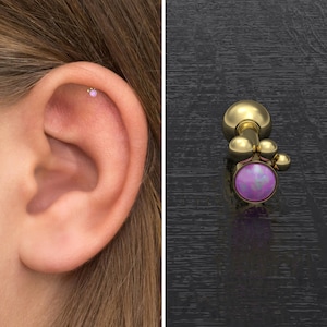 Surgical Steel Cartilage Piercing, Opal Tragus Earring, Forward Helix Stud, Conch Barbell, Tragus Barbell Earring, Cartilage Bar