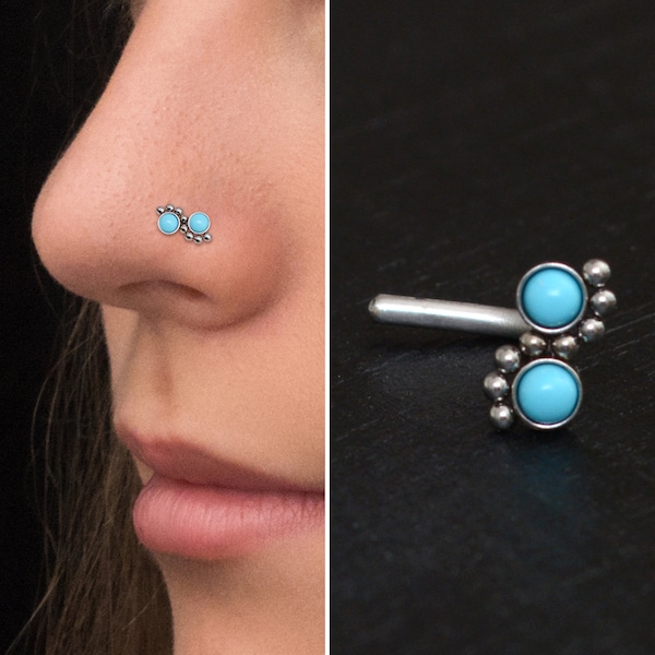 Nose Screw Stud Surgical Steel, Turquoise Nose Stud Ring, Nose Bone, Nose Earring, Nose Pin, Nostril Jewelry, Nose Piercing 22g 20g 18g 16g