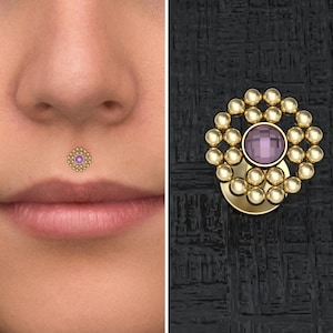 Lip Ring CZ, Surgical Steel Lip Jewelry, Medusa Jewelry, Lip Stud, Monroe Stud, Philtrum Labret Piercing, Labret Stud, Lip Labret
