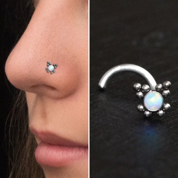 L Shaped Nose Rings F136 Titanium Nose Studs 18G L-Shaped