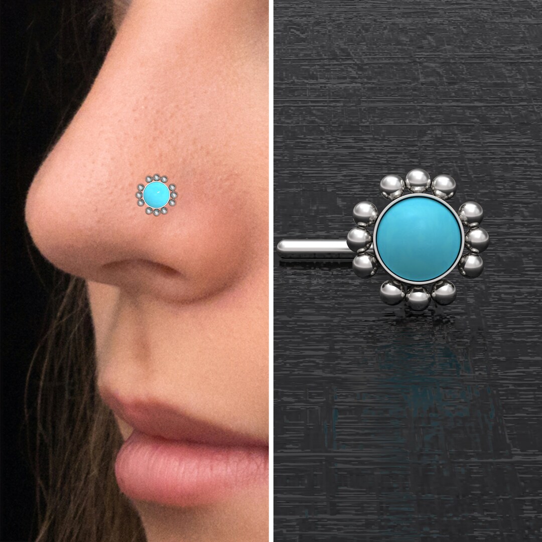 Turquoise Nose Stud Ring Surgical Steel, Nose Bone, Nose Screw
