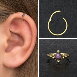 Surgical Steel Conch Piercing, CZ Tragus Hoop, Cartilage Hoop Earring, Forward Helix Ring, Rook Clicker, Clicker Hoop, Tragus Ring