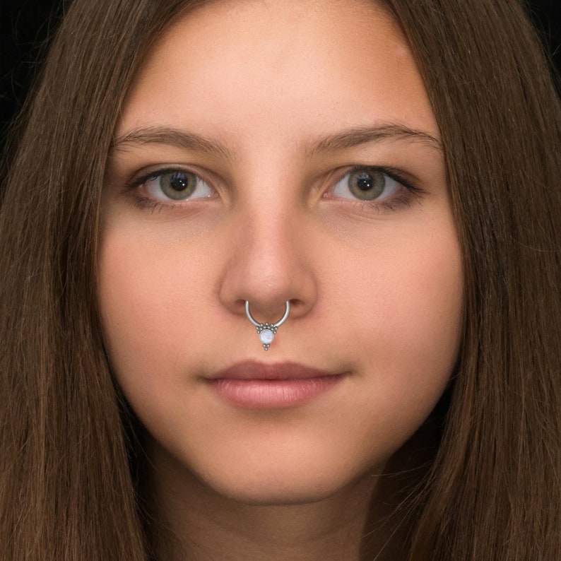 Daith Hoop Septum Hoop Septum Ring Daith Piercing Implant Grade Daith Earring Septum Jewelry Opal Septum Clicker Hoop Titanium